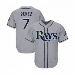 Youth Tampa Bay Rays 7 Michael Perez Replica Grey Road Cool Base Baseball Jersey 