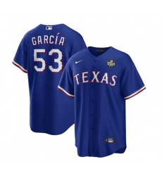 Men Texas Rangers 53 Adolis Garc EDa Royal 2023 World Series Stitched Baseball Jersey