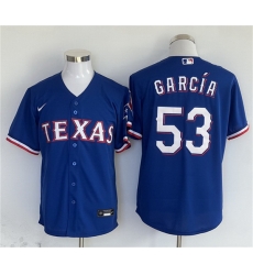 Men Texas Rangers 53 Adolis Garcia Royal With Patch Cool Base Stitched MLB Jersey