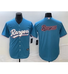 Men Texas Rangers Blue Team Big Logo Cool Base Stitched Baseball Jersey