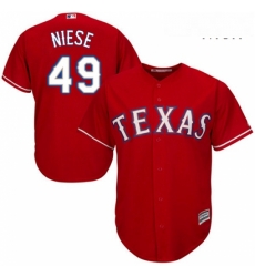 Mens Majestic Texas Rangers 49 Jon Niese Replica Red Alternate Cool Base MLB Jersey 