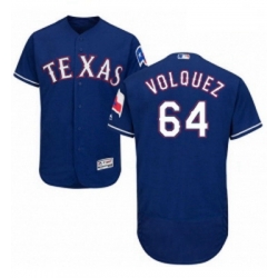 Mens Majestic Texas Rangers 64 Edinson Volquez Royal Blue Alternate Flex Base Authentic Collection MLB Jersey