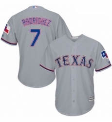 Mens Majestic Texas Rangers 7 Ivan Rodriguez Grey Flexbase Authentic Collection MLB Jersey