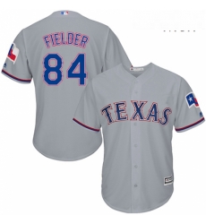 Mens Majestic Texas Rangers 84 Prince Fielder Replica Grey Road Cool Base MLB Jersey