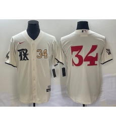 Men's Texas Rangers #34 Nolan Ryan Number Cream 2023 City Connect Stitched Baseball Jersey