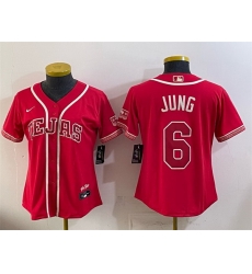 Women Texas Rangers  6 Josh Jung Red 2026 City Connect Stadium Stitched Baseball Jersey
