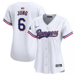 Women Texas Rangers 6 Josh Jung White 2024 Gold Collection Stitched Baseball Jersey