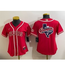Women Texas Rangers Team Big Logo Red 2026 City Connect Stadium Stitched Baseball Jersey 001