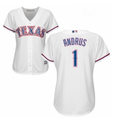 Womens Majestic Texas Rangers 1 Elvis Andrus Authentic White Home Cool Base MLB Jersey