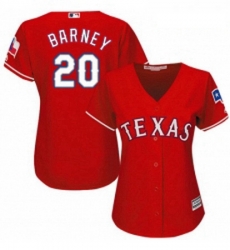 Womens Majestic Texas Rangers 20 Darwin Barney Replica Red Alternate Cool Base MLB Jersey 