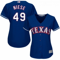 Womens Majestic Texas Rangers 49 Jon Niese Replica Royal Blue Alternate 2 Cool Base MLB Jersey 