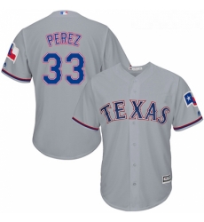 Youth Majestic Texas Rangers 33 Martin Perez Replica Grey Road Cool Base MLB Jersey