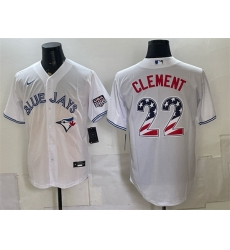 Men Toronto Blue Jays 22 Ernie Clement White 2026 USA 250 Fourth of July Stitched Baseball Jersey Men Toronto Blue Jays 22 Ernie Clement White 2026 USA 250 Fourth of July Stitched Baseball Jersey