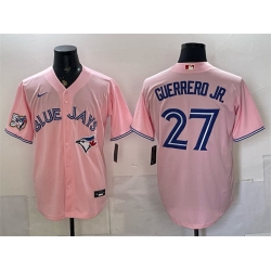 Men Toronto Blue Jays  27 Vladimir Guerrero Jr  Pink 50 Seasons Patch Stitched Baseball Jersey
