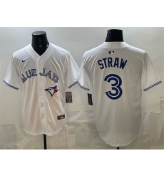 Men Toronto Blue Jays  3 Myles Straw White Home Limited Stitched Baseball Jersey