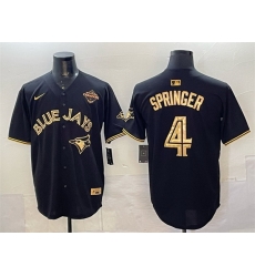 Men Toronto Blue Jays 4 George Springer Black Gold 2025 American League Champions Limited Stitched Baseball Jersey