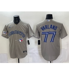 Men Toronto Blue Jays 77 Louis Varland Grey 50 Seasons Patch Stitched Baseball Jersey Men Toronto Blue Jays 77 Louis Varland Grey 50 Seasons Patch Stitched Baseball Jersey