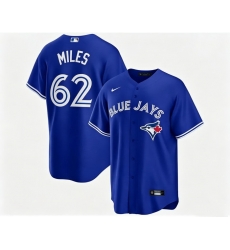 Men Toronto Blue Jays Spencer Miles 62 Blue Away Flex Base Stitched Baseball Jersey