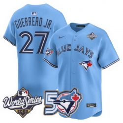 Men Women Youth Blue Jays 50th Patch 2025 World Series Powder Blue 27 Guerrero JR. Stitched Jersey 