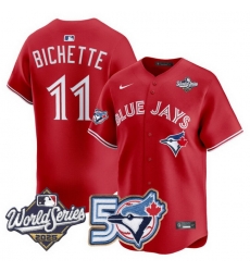 Men Women Youth Blue Jays 50th Patch 2025 World Series Red 11 Bichette Stitched Jersey Men Women Youth Blue Jays 50th Patch 2025 World Series Red 11 Bichette Stitched Jersey