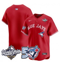 Men Women Youth Blue Jays 50th Patch 2025 World Series Red Team Blank Stitched Jersey 