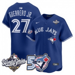 Men Women Youth Blue Jays 50th Patch 2025 World Series Royal 27 Guerrero JR. Stitched Jersey 