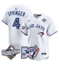 Men Women Youth Blue Jays 50th Patch 2025 World Series White 4 Springer Stitched Jersey 