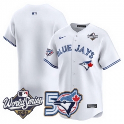 Men Women Youth Blue Jays 50th Patch 2025 World Series White Team Blank Stitched Jersey 