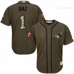 Mens Majestic Toronto Blue Jays 1 Aledmys Diaz Authentic Green Salute to Service MLB Jersey 