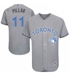 Mens Majestic Toronto Blue Jays 11 Kevin Pillar Authentic Gray 2016 Fathers Day Fashion Flex Base MLB Jersey