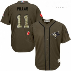 Mens Majestic Toronto Blue Jays 11 Kevin Pillar Replica Green Salute to Service MLB Jersey