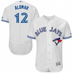 Mens Majestic Toronto Blue Jays 12 Roberto Alomar White Home Flex Base Authentic Collection MLB Jersey