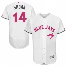 Mens Majestic Toronto Blue Jays 14 Justin Smoak Authentic White 2016 Mothers Day Fashion Flex Base MLB Jersey