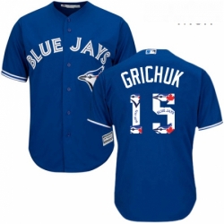 Mens Majestic Toronto Blue Jays 15 Randal Grichuk Authentic Blue Team Logo Fashion MLB Jersey 