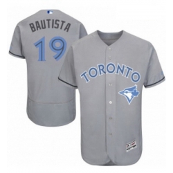 Mens Majestic Toronto Blue Jays 19 Jose Bautista Authentic Gray 2016 Fathers Day Fashion Flex Base MLB Jersey