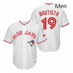 Mens Majestic Toronto Blue Jays 19 Jose Bautista Authentic White 2015 Canada Day MLB Jersey