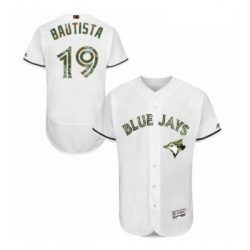 Mens Majestic Toronto Blue Jays 19 Jose Bautista Authentic White 2016 Memorial Day Fashion Flex Base Jersey