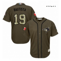 Mens Majestic Toronto Blue Jays 19 Jose Bautista Replica Green Salute to Service MLB Jersey