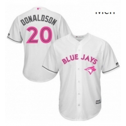 Mens Majestic Toronto Blue Jays 20 Josh Donaldson Replica White 2016 Mothers Day MLB Jersey