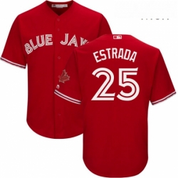 Mens Majestic Toronto Blue Jays 25 Marco Estrada Replica Scarlet Alternate Cool Base MLB Jersey