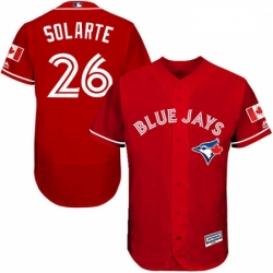 Mens Majestic Toronto Blue Jays 26 Yangervis Solarte Scarlet Alternate Flex Base Authentic Collection MLB Jersey