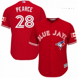 Mens Majestic Toronto Blue Jays 28 Steve Pearce Replica Scarlet Alternate Cool Base MLB Jersey 