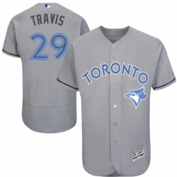 Mens Majestic Toronto Blue Jays 29 Devon Travis Authentic Gray 2016 Fathers Day Fashion Flex Base MLB Jersey