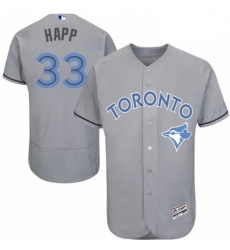 Mens Majestic Toronto Blue Jays 33 JA Happ Authentic Gray 2016 Fathers Day Fashion Flex Base MLB Jersey