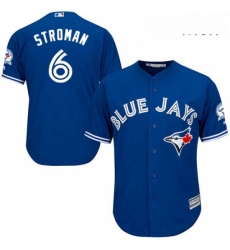 Mens Majestic Toronto Blue Jays 6 Marcus Stroman Replica Blue Alternate 40th Anniversary Patch MLB Jersey