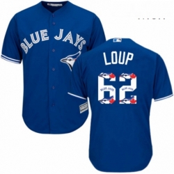 Mens Majestic Toronto Blue Jays 62 Aaron Loup Authentic Blue Team Logo Fashion MLB Jersey 