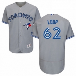 Mens Majestic Toronto Blue Jays 62 Aaron Loup Grey Road Flex Base Authentic Collection MLB Jersey