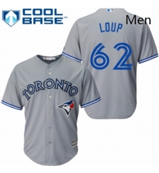 Mens Majestic Toronto Blue Jays 62 Aaron Loup Replica Grey Road MLB Jersey 