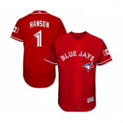 Mens Toronto Blue Jays 1 Alen Hanson Scarlet Alternate Flex Base Authentic Collection MLB Jersey