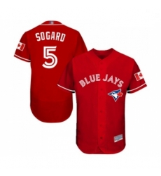 Mens Toronto Blue Jays 5 Eric Sogard Scarlet Alternate Flex Base Authentic Collection MLB Jersey